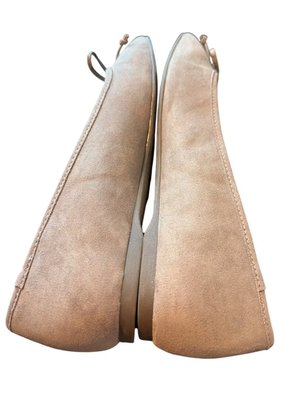 Liz Claiborne Memory Foam Tan Ballet Flat Shoes Flushing Slip On Faux Suede Sz 7